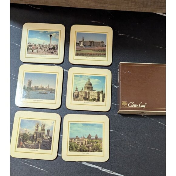 Vintage Cloverleaf London Landmark Coaster Set Of 6 Featuring Iconic Scenes - Picture 3 of 9